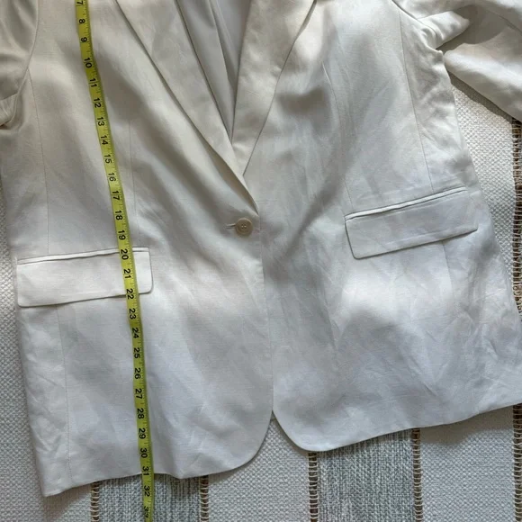 H&M Ivory Linen Blend Oversized Slouchy Neutral Casual Blazer Women’s Size XL - Picture 5 of 9